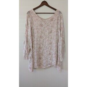 Viola Borghi Floral Silk Blouse Top 2X Flowy Relaxed Italy Sheer Kimono Sleeve